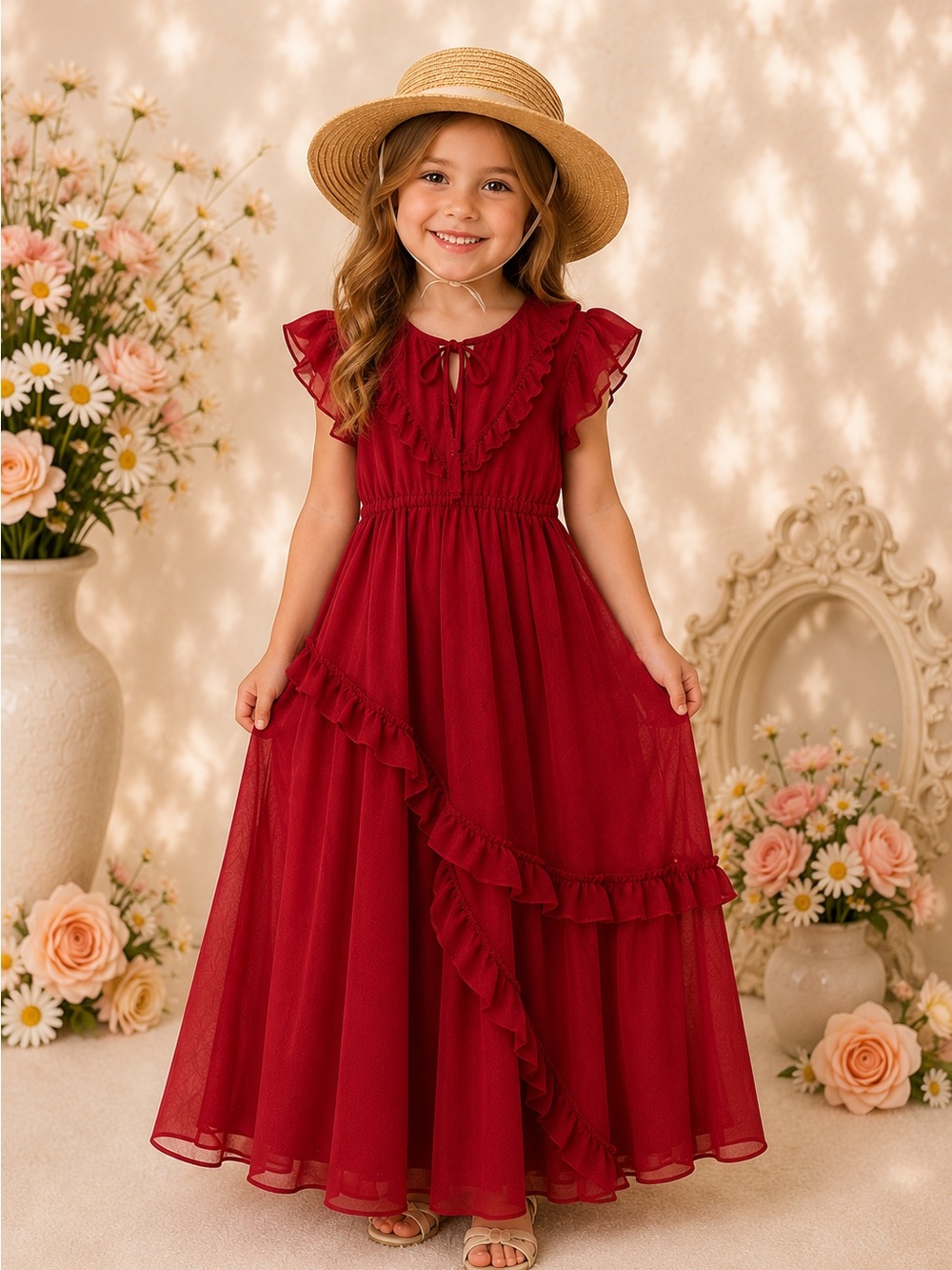 Mia Joy Joyfolie Imogen Maxi Dress Size 5 NWT + Straw Hat